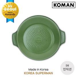 [KOMAN] OliveGreen IH Ceramic Coated Dual-Handle Wok 28cm - Induction Nonstick Cookware Frying Pan - Made in Korea